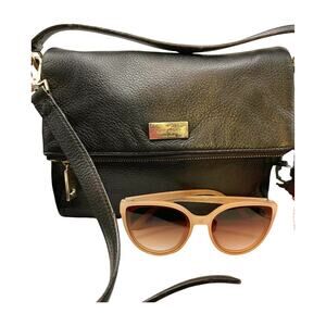 Kate Spade Black Pebbled Leather Foldover Crossbody